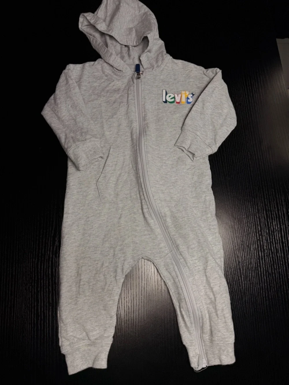 Levi's Heather Gray Hooded Baby One-Piece with Color Logo